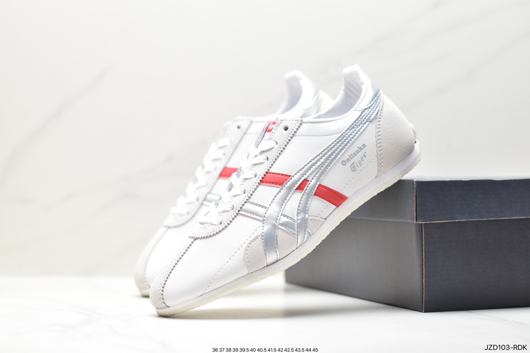 鬼塚虎/Onitsuka Tiger Runspark 火星运动系列田径钉复古经典百搭皮革休闲慢跑鞋“皮革米白绿黄LOGO”