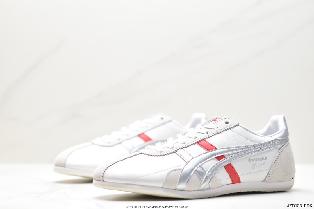 鬼塚虎/Onitsuka Tiger Runspark 火星运动系列田径钉复古经典百搭皮革休闲慢跑鞋“皮革米白绿黄LOGO”