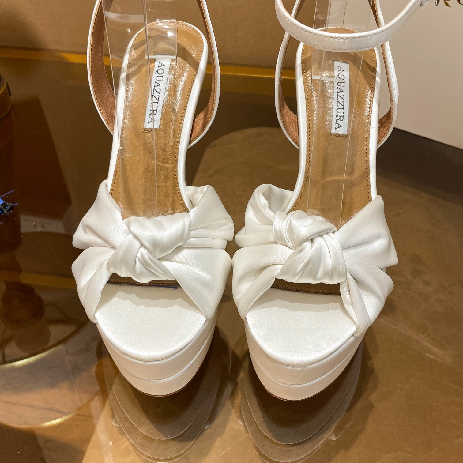 Aquazzura White Knot Platform Sandals