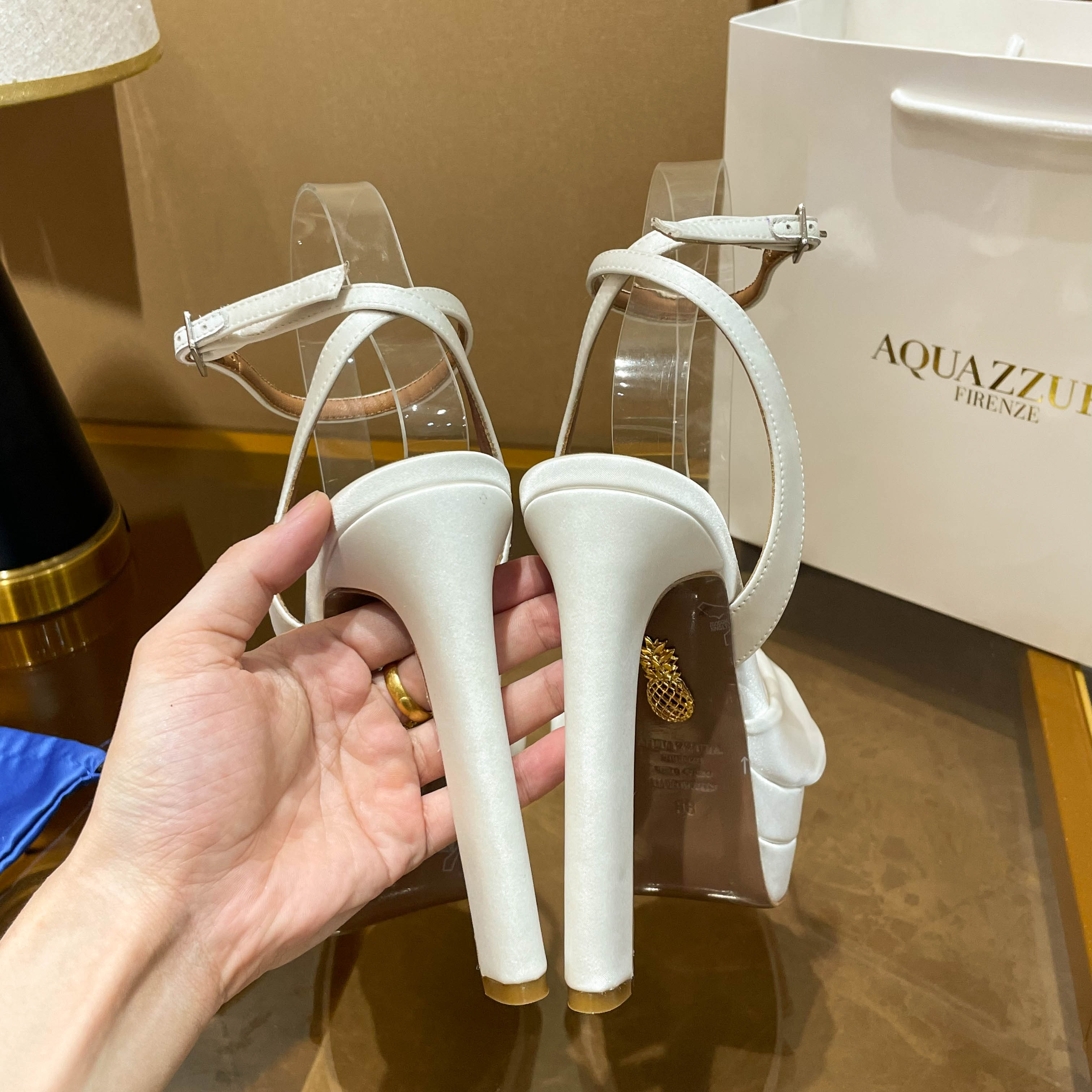 Aquazzura White Knot Platform Sandals