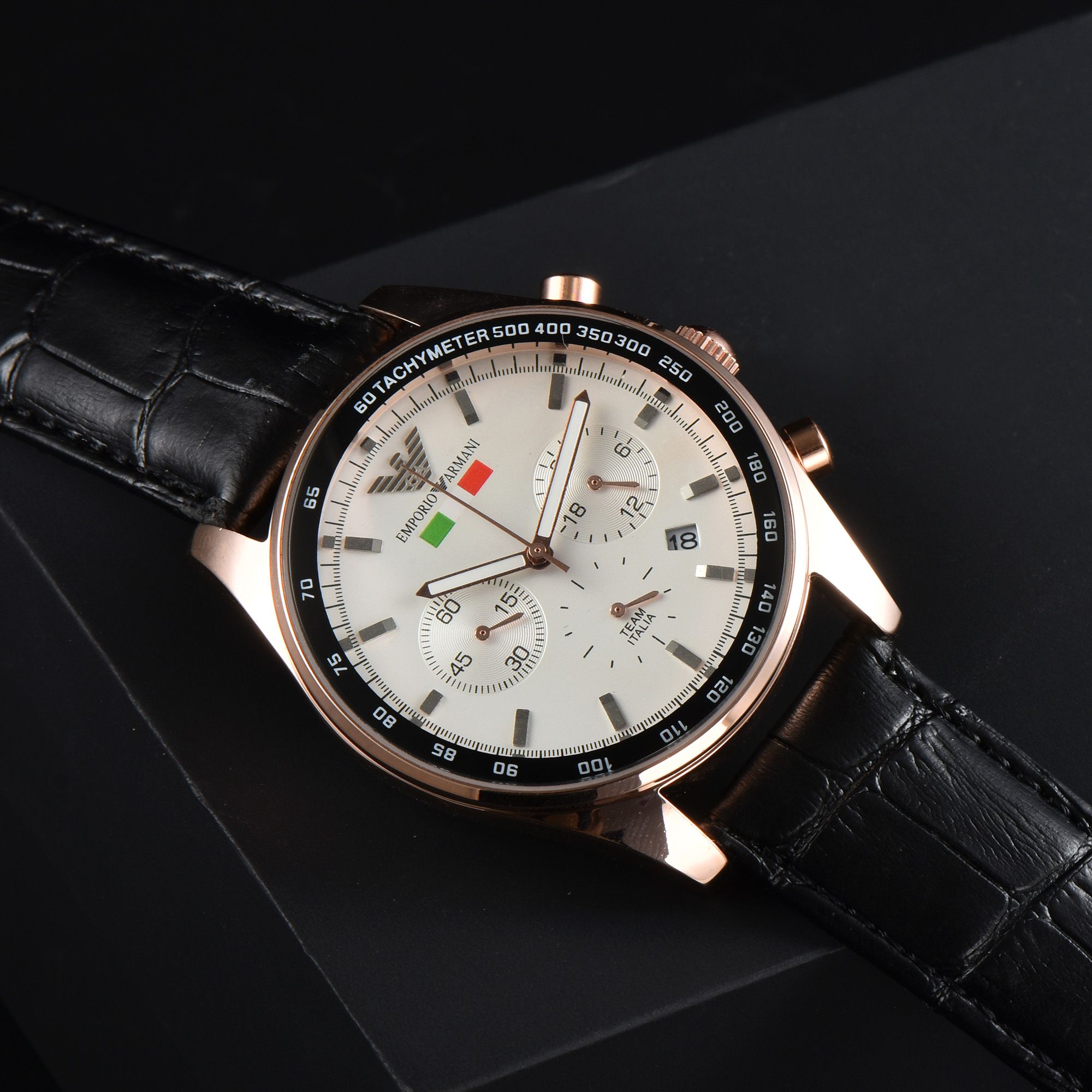 Armani Amani Multi-Purpose Three-Eye Watch with Quartz Core and Real Skin Belt - 图片 4
