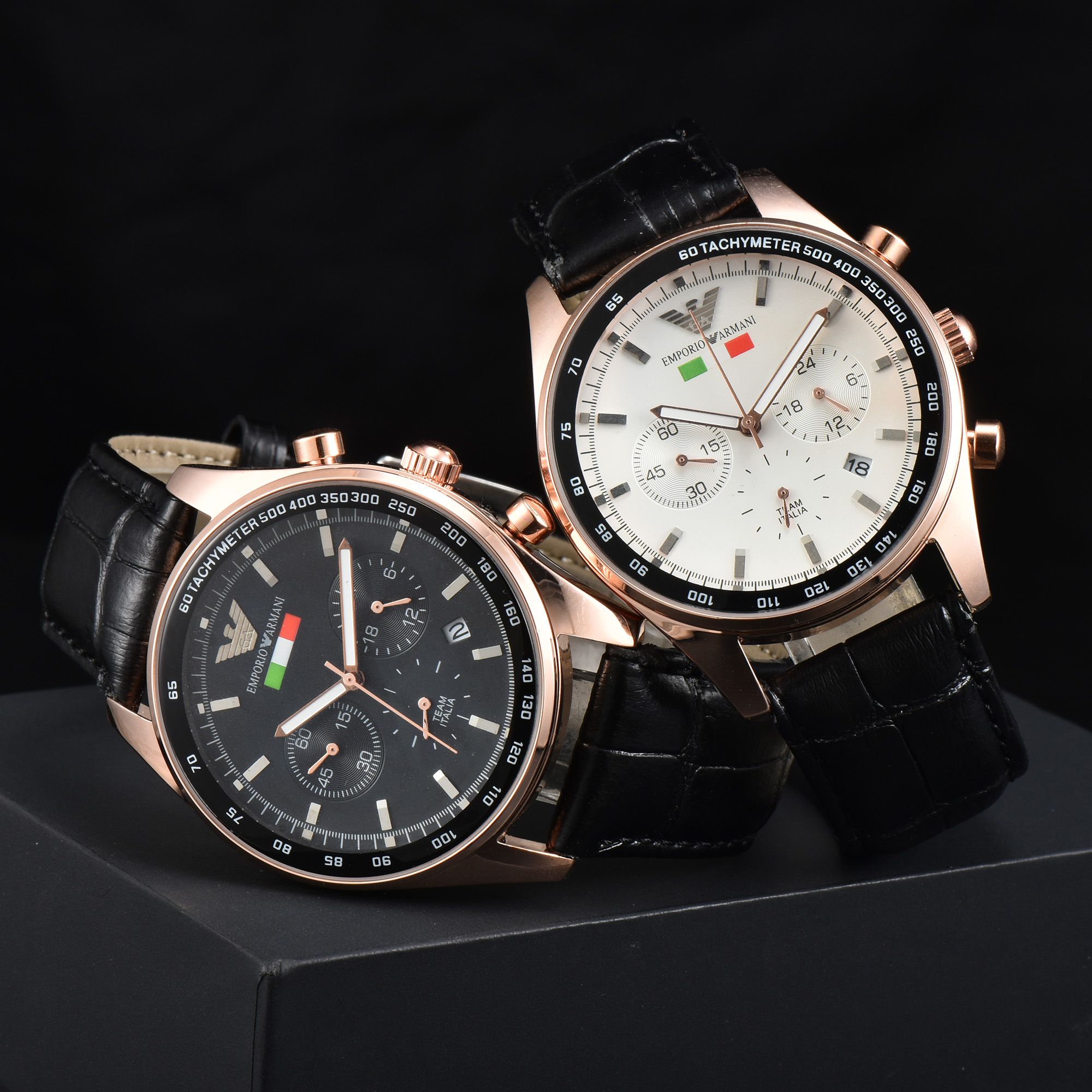 Armani Amani Multi-Purpose Three-Eye Watch with Quartz Core and Real Skin Belt - 图片 7