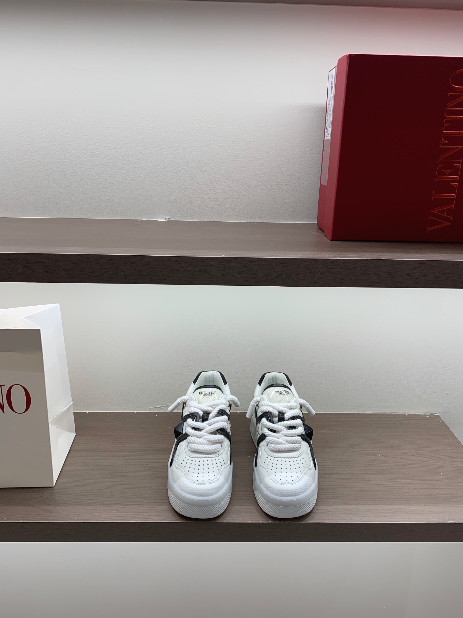Valentino Sneakers White Leather Studs Low-Top