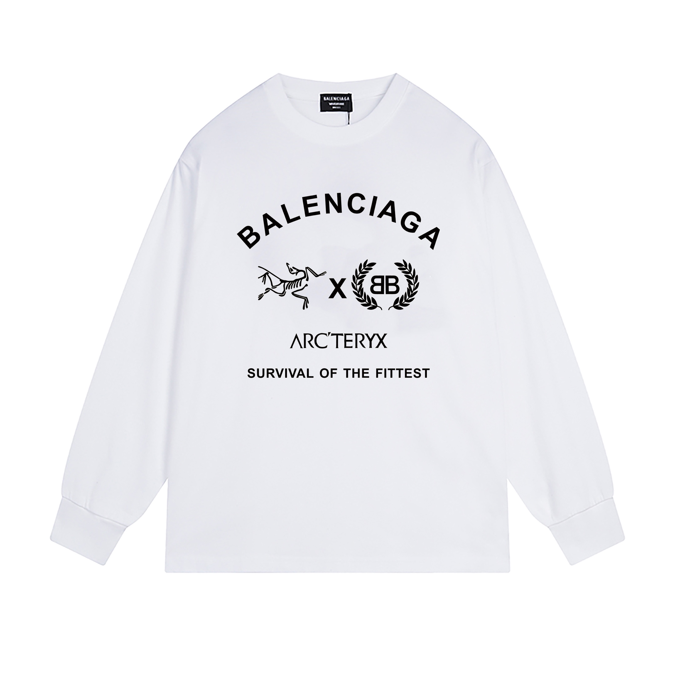 High-Quality Palenciaga Long Sleeve Shirt, Parisian Family Design, 280g, Black/White, M-XXL - 图片 3