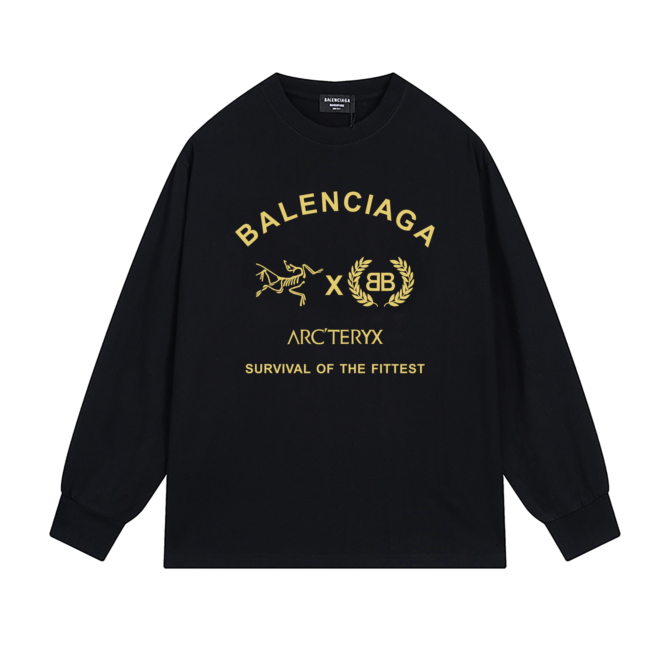 High-Quality Palenciaga Long Sleeve Shirt, Parisian Family Design, 280g, Black/White, M-XXL - 图片 2