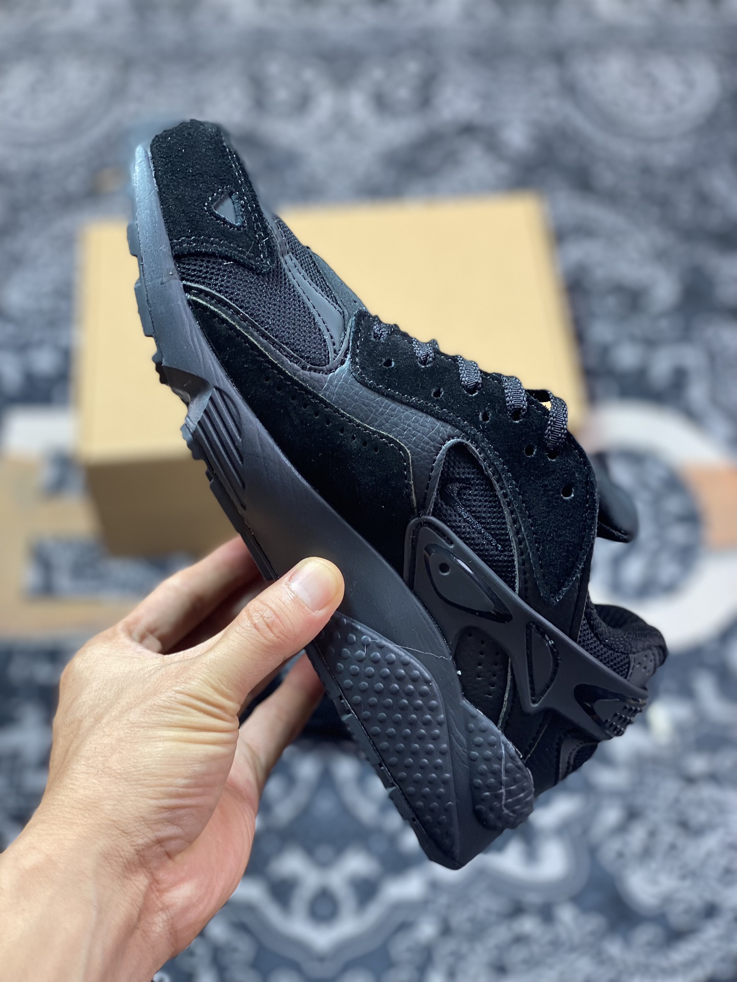 Nike Air Huarache Runner ”Triple Black” Wallace running series low-top retro casual sports jogging shoes ”All Black Warrior” DZ3306-106