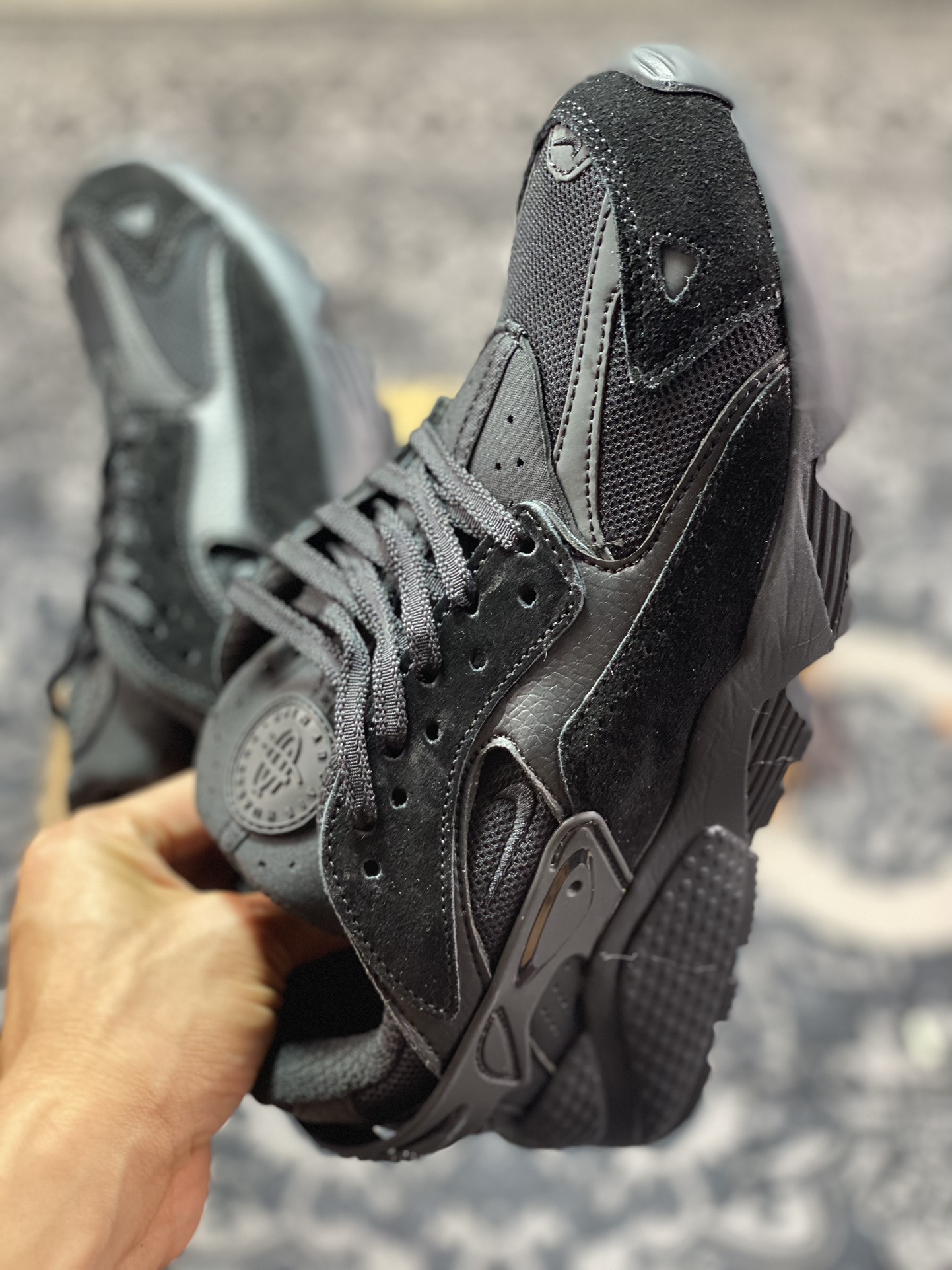 Nike Air Huarache Runner ”Triple Black” Wallace running series low-top retro casual sports jogging shoes ”All Black Warrior” DZ3306-106