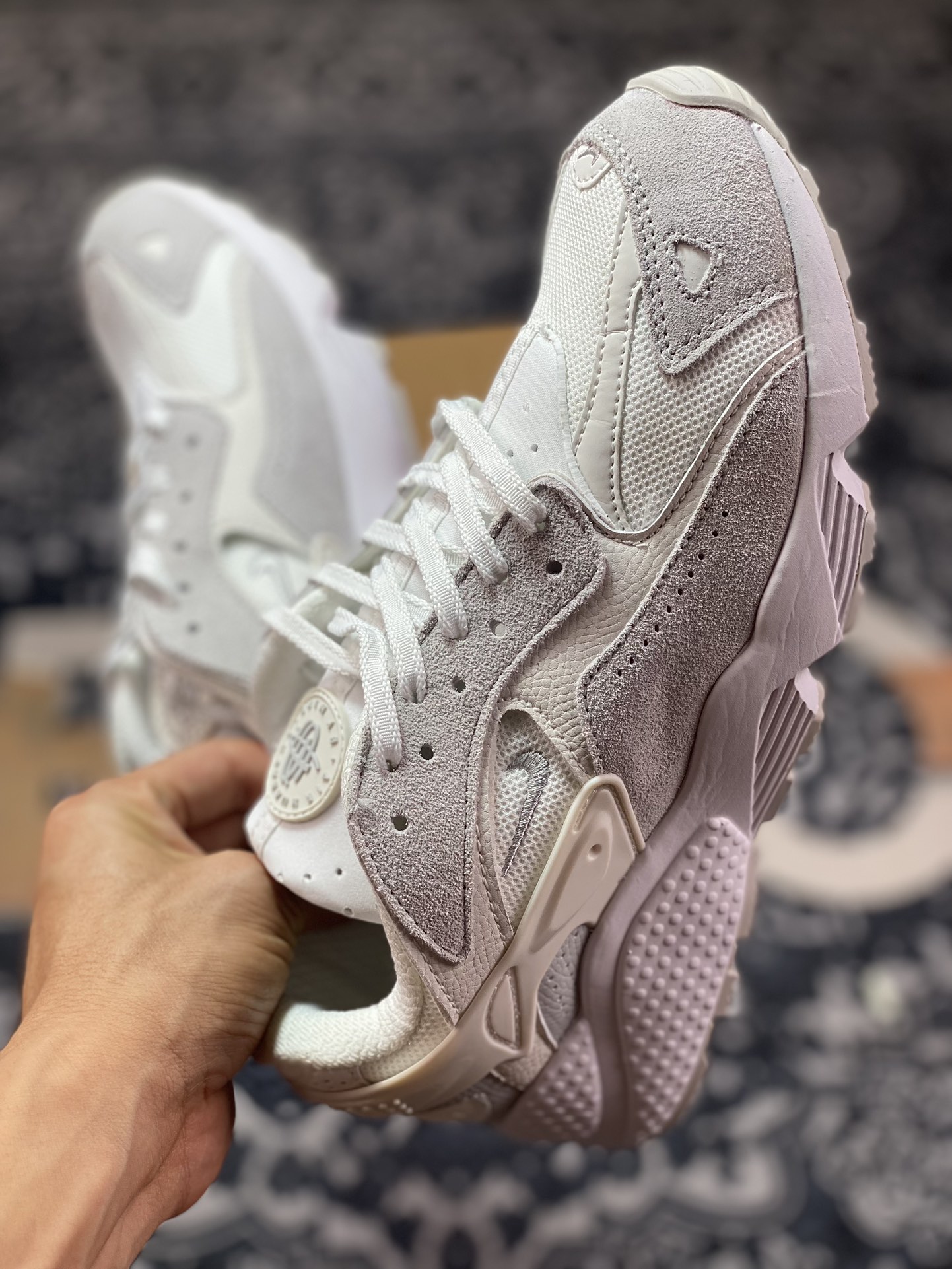 Nike Air Huarache Runner ”Pure Platinum” Wallace running series low-top retro casual sports jogging shoes ”white and gray” DZ3308-100