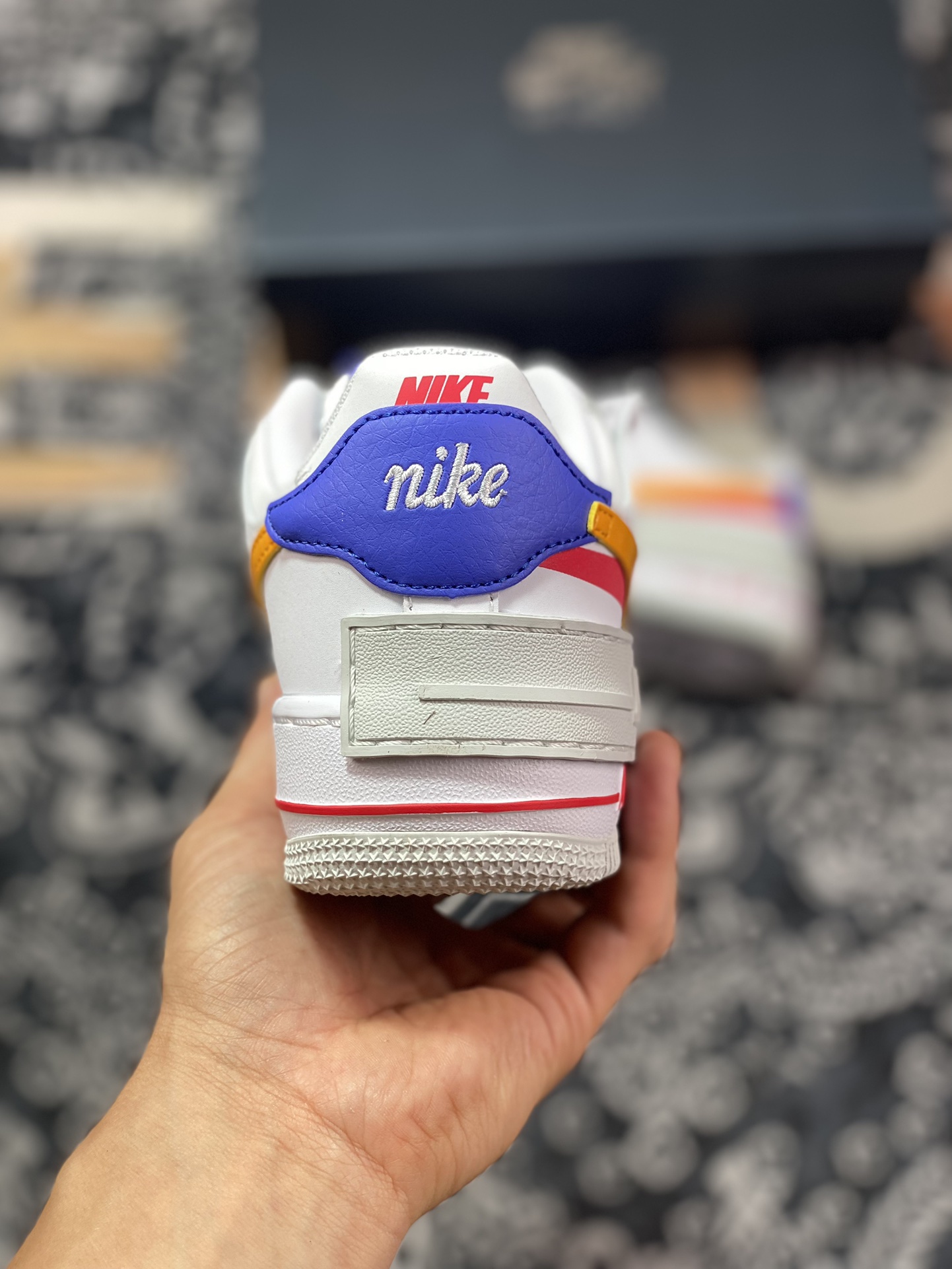 Nike WMNS Air Force 1 Shadow ”Multi-Color” Air Force One lightweight high-top versatile sneakers ”leather white royal blue red and yellow” DZ1847-100