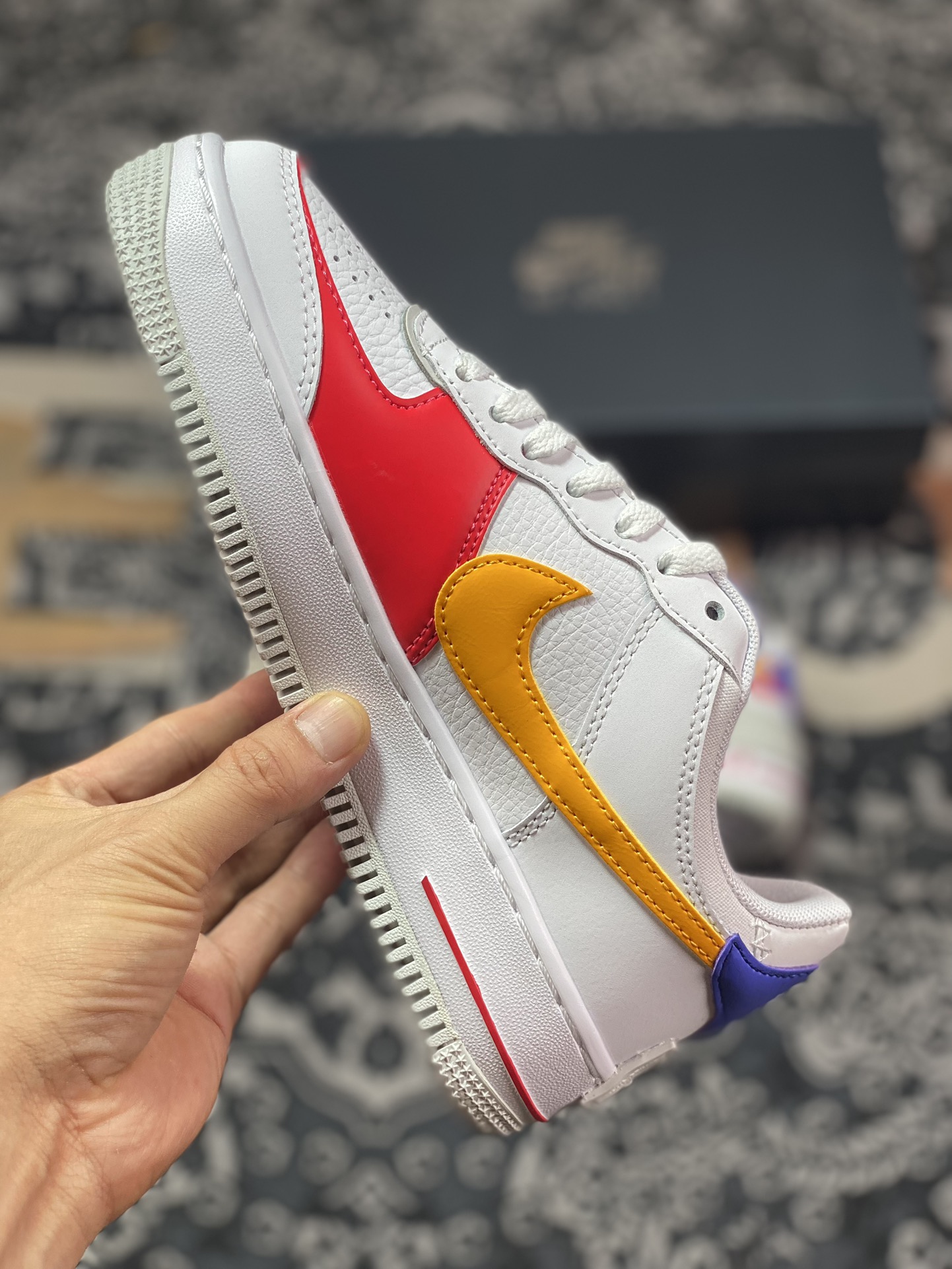 Nike WMNS Air Force 1 Shadow ”Multi-Color” Air Force One lightweight high-top versatile sneakers ”leather white royal blue red and yellow” DZ1847-100