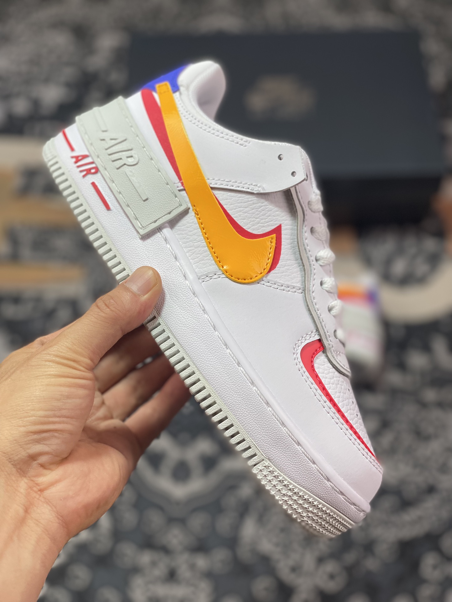 Nike WMNS Air Force 1 Shadow ”Multi-Color” Air Force One lightweight high-top versatile sneakers ”leather white royal blue red and yellow” DZ1847-100