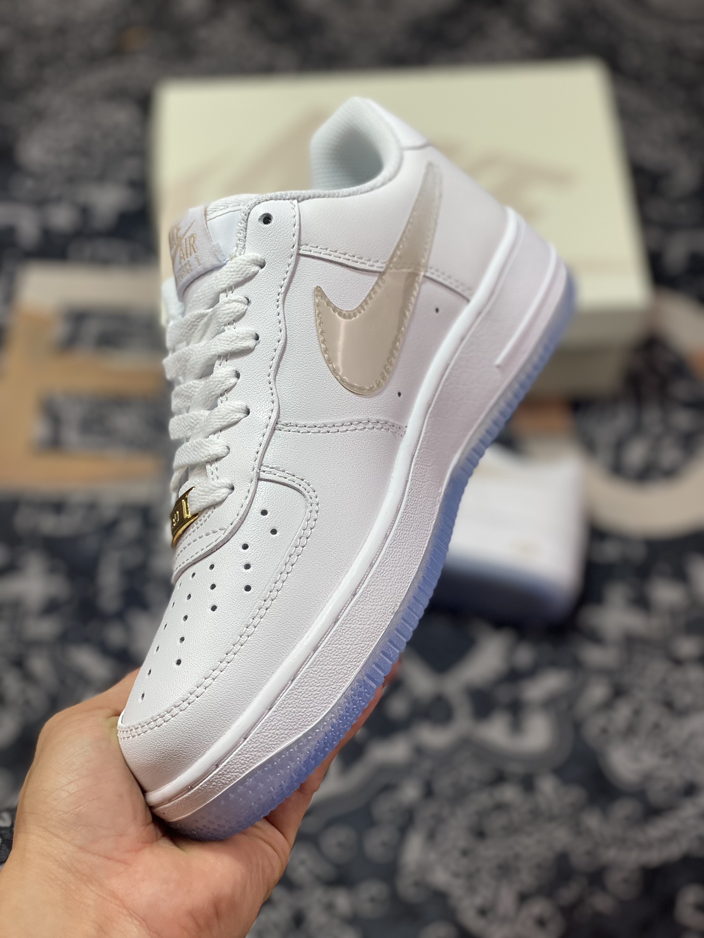 Nike By You Air Force 1'07 Low Retro SP Air Force One low-top classic sneakers ”Leather White Khaki Gradient Hook” C03363-368