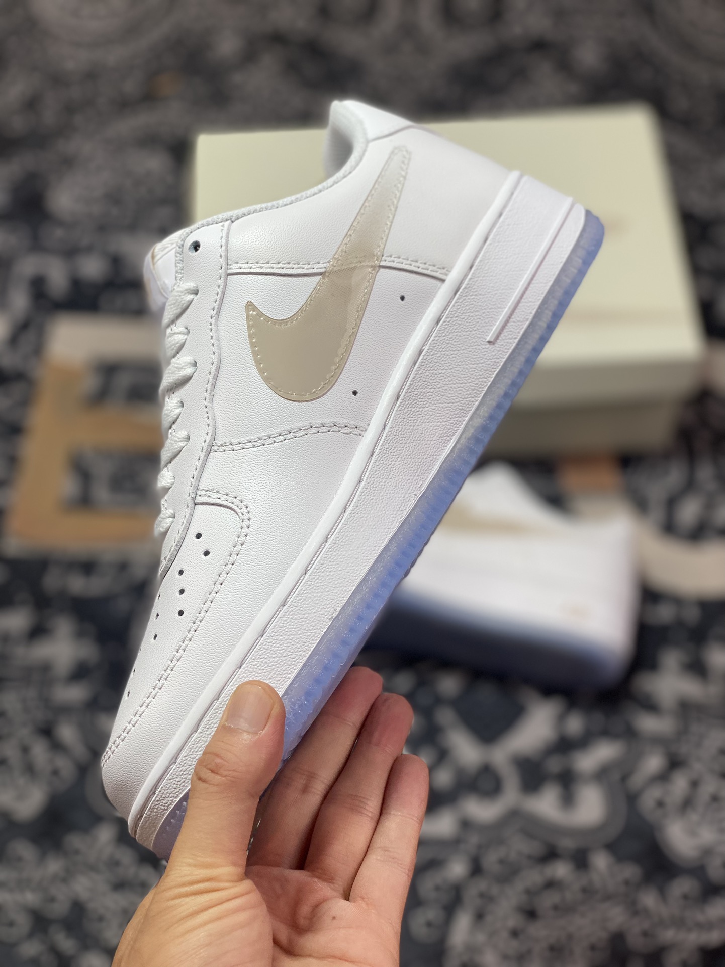 Nike By You Air Force 1'07 Low Retro SP Air Force One low-top classic sneakers ”Leather White Khaki Gradient Hook” C03363-368