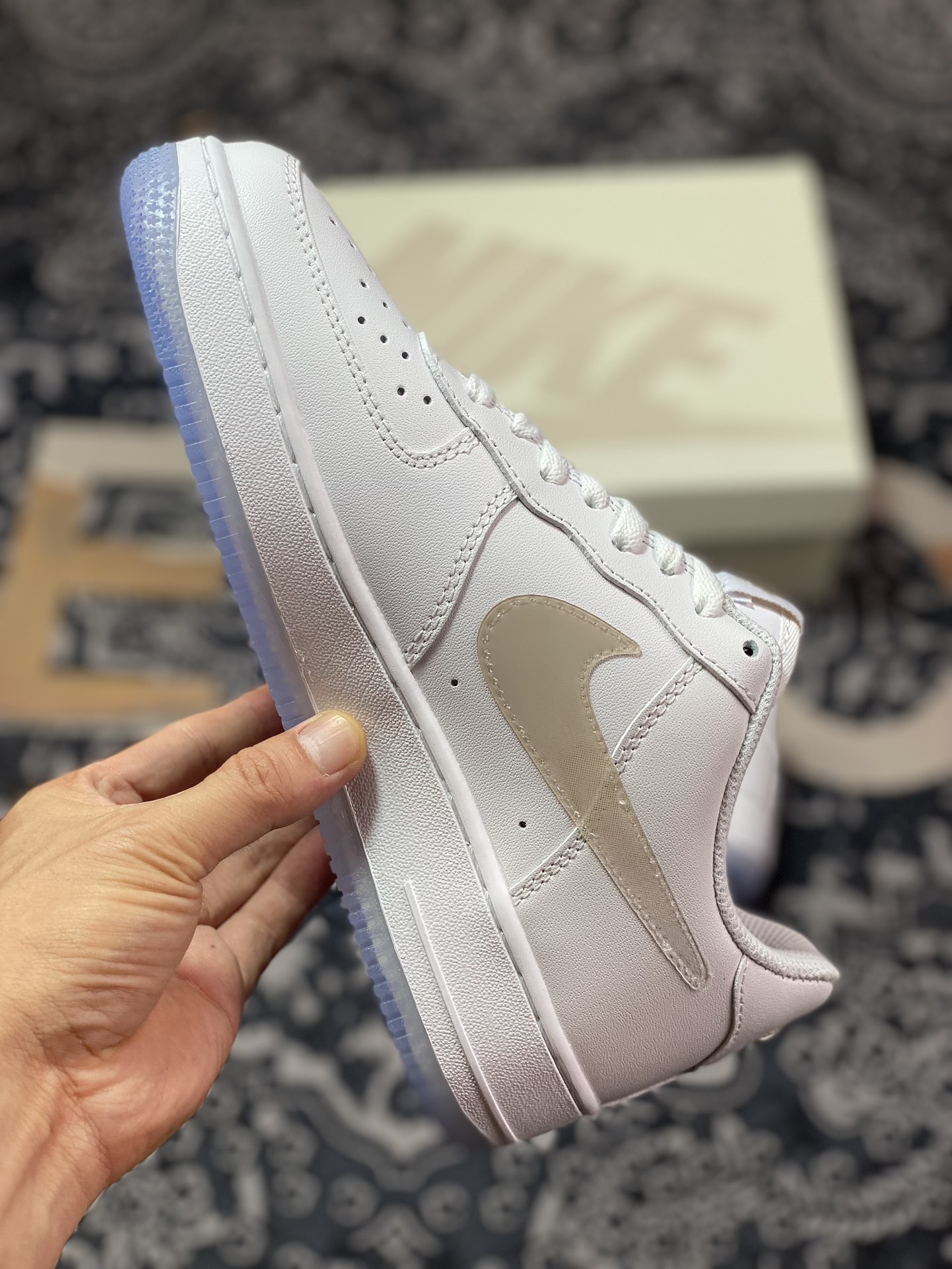 Nike By You Air Force 1'07 Low Retro SP Air Force One low-top classic sneakers ”Leather White Khaki Gradient Hook” C03363-368