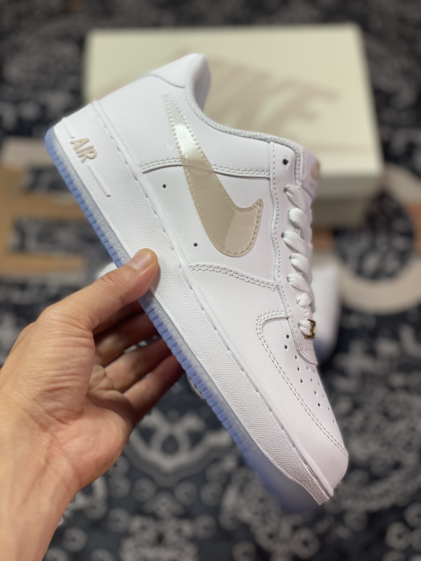 Nike By You Air Force 1'07 Low Retro SP Air Force One low-top classic sneakers ”Leather White Khaki Gradient Hook” C03363-368