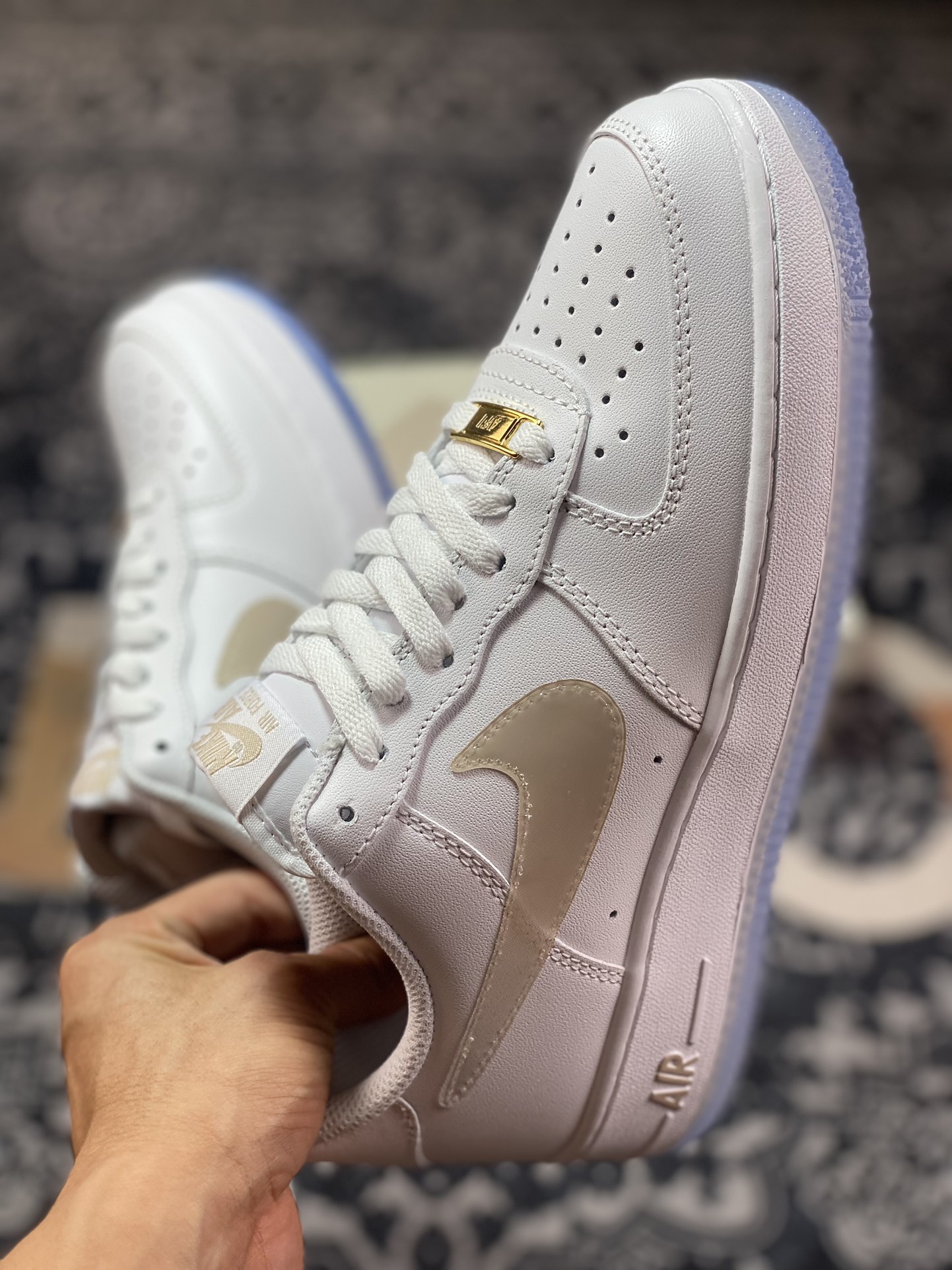 Nike By You Air Force 1'07 Low Retro SP Air Force One low-top classic sneakers ”Leather White Khaki Gradient Hook” C03363-368