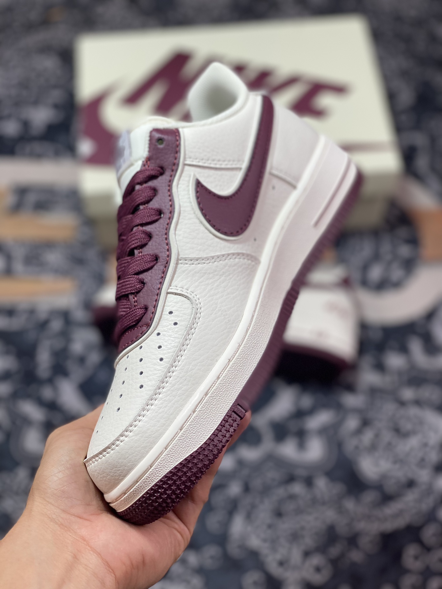 Nike Air Force 1'07 Low ”Beige/Wine Red” Air Force One sneakers ”Leather Beige Wine Red Overlap Hook” JF1983-551