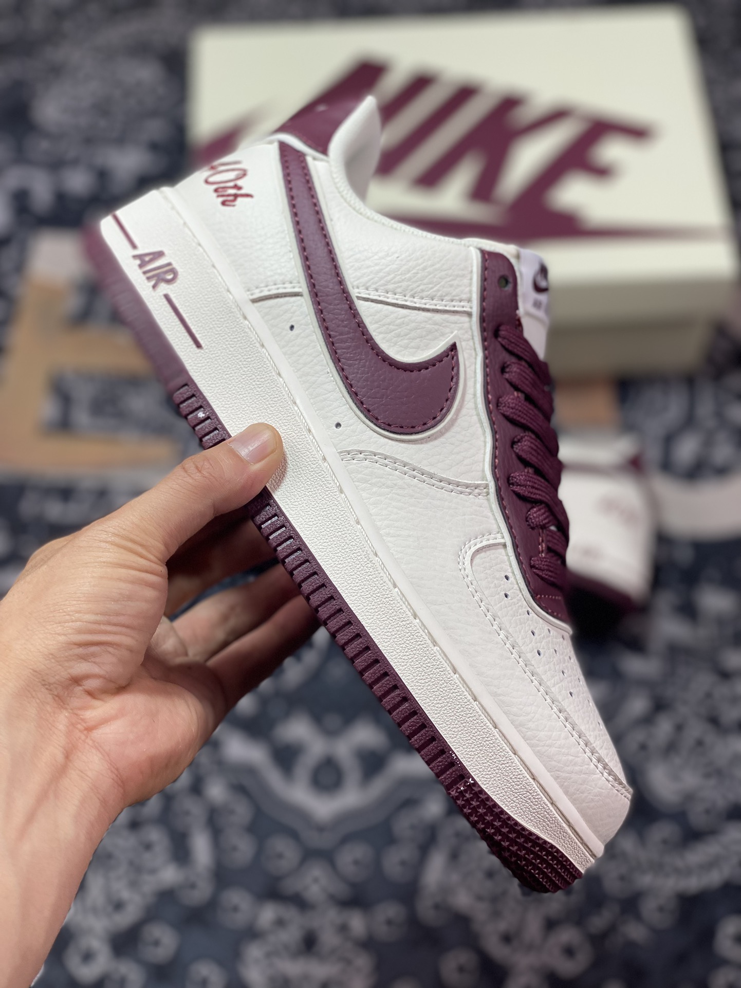 Nike Air Force 1'07 Low ”Beige/Wine Red” Air Force One sneakers ”Leather Beige Wine Red Overlap Hook” JF1983-551