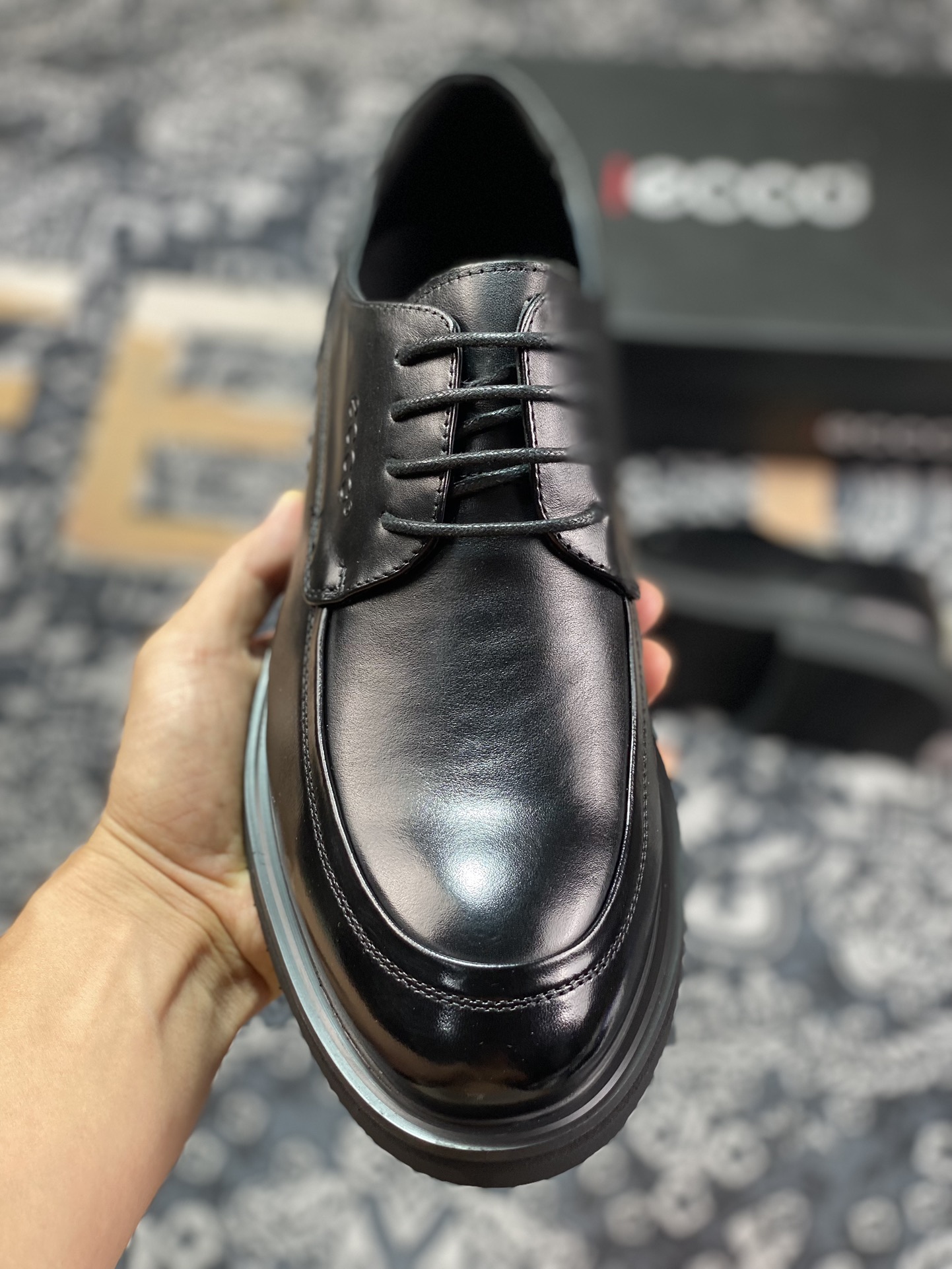 ECCO men's business leather shoes spring and autumn commuting travel genuine leather shoes