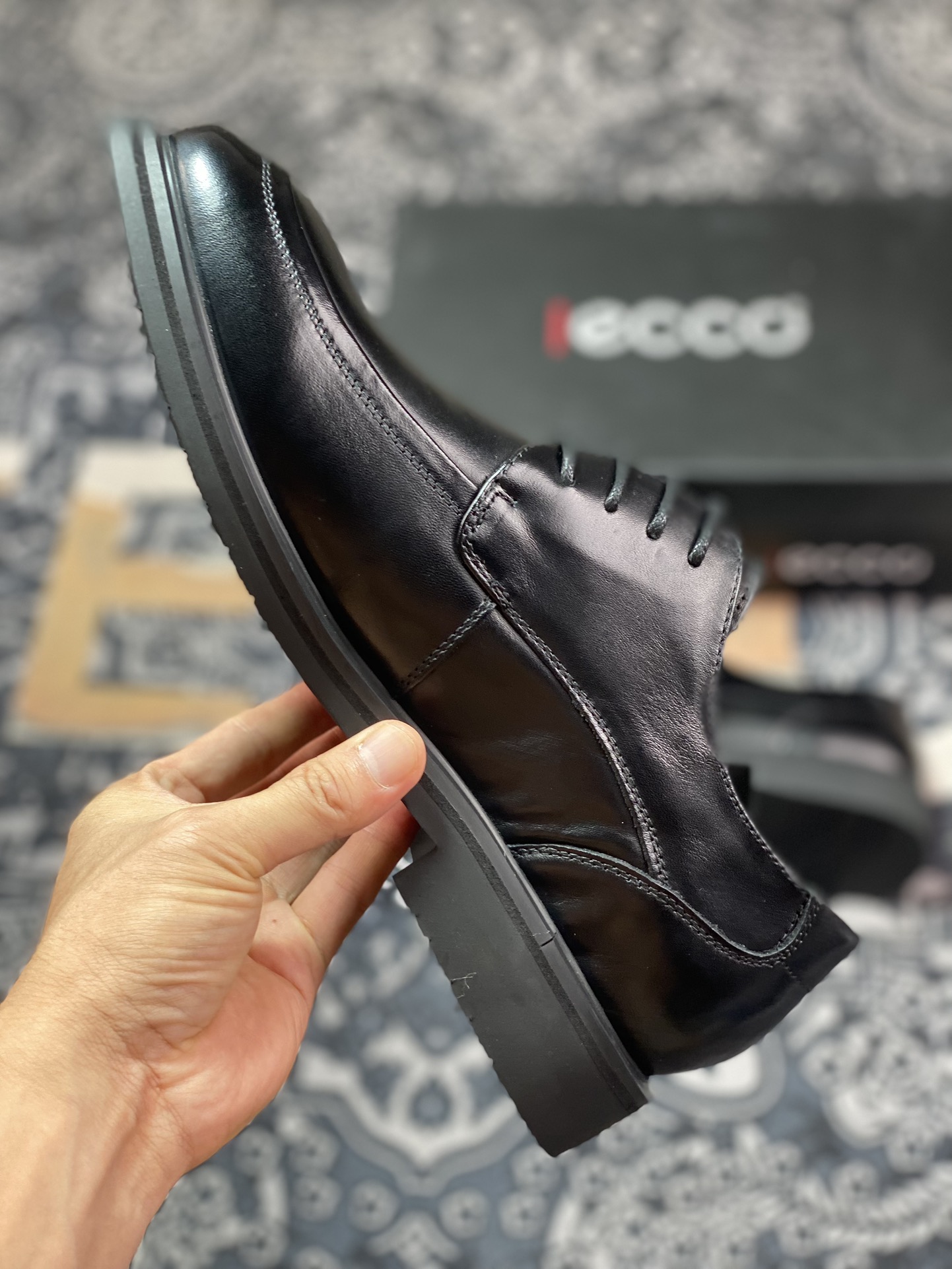 ECCO men's business leather shoes spring and autumn commuting travel genuine leather shoes