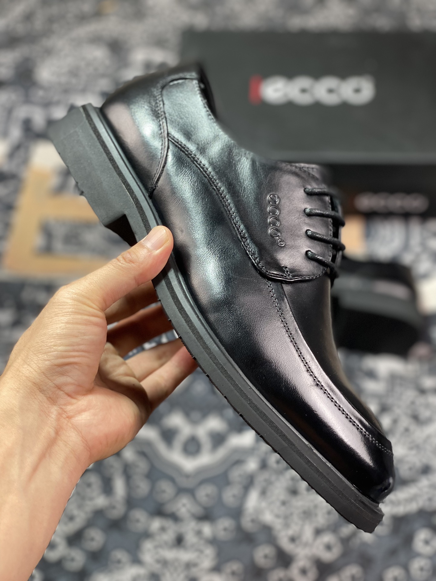 ECCO men's business leather shoes spring and autumn commuting travel genuine leather shoes