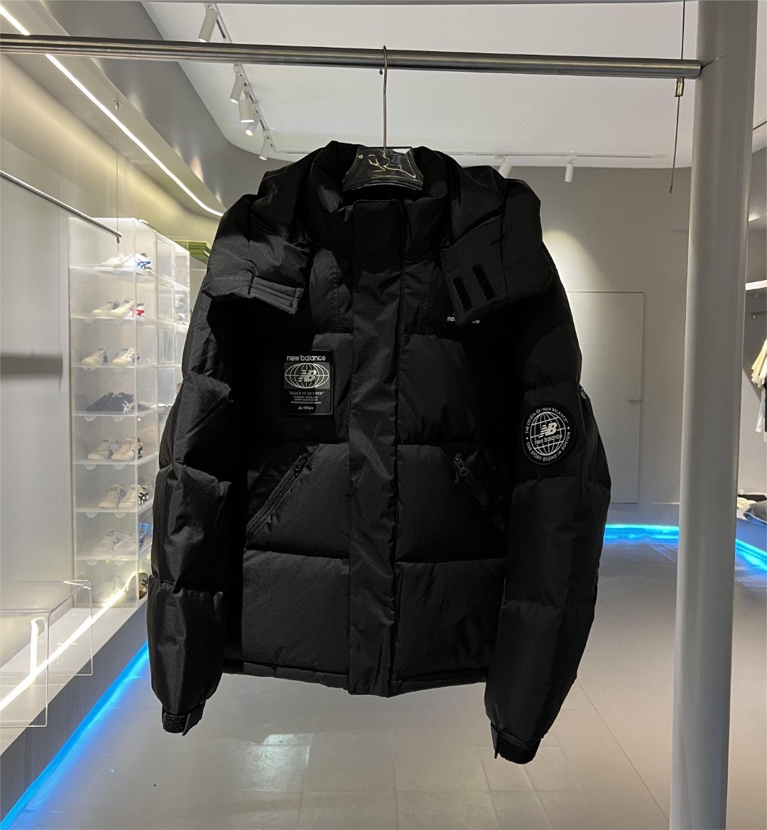Quality Replica
 New Balance Fake
 Clothing Down Jacket Black White Nylon Duck Down Hooded Top
