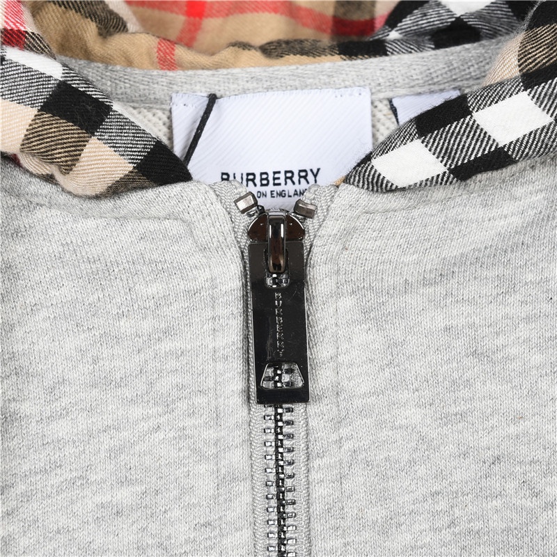 Burberry/巴宝莉 刺绣TB格纹拼接拉链卫衣外套