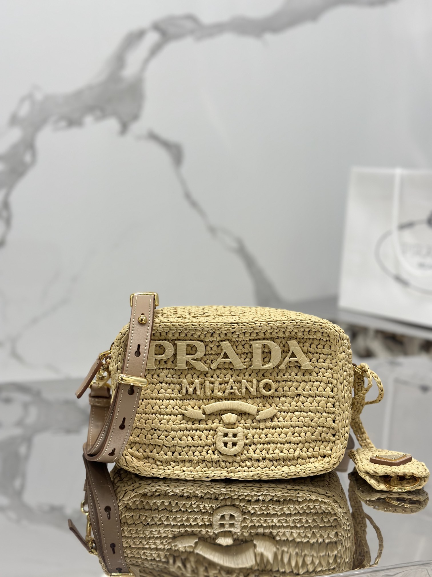 Prada Rare Edition Counter Straw Camera Bag
