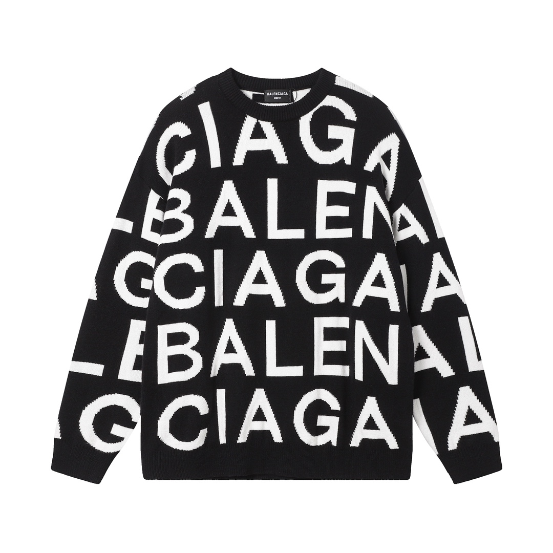 Balenciaga AAA
 Clothing Sweatshirts Top quality Fake
 Black Unisex Knitting Long Sleeve