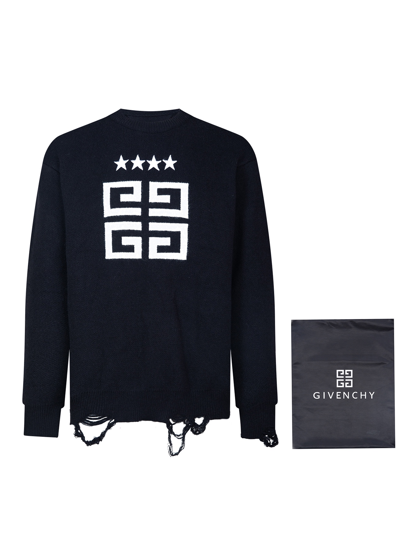 Givenchy Men’s Black Nylon Bag Sweater with Unique Yarn for Style and Comfort. - 图片 1