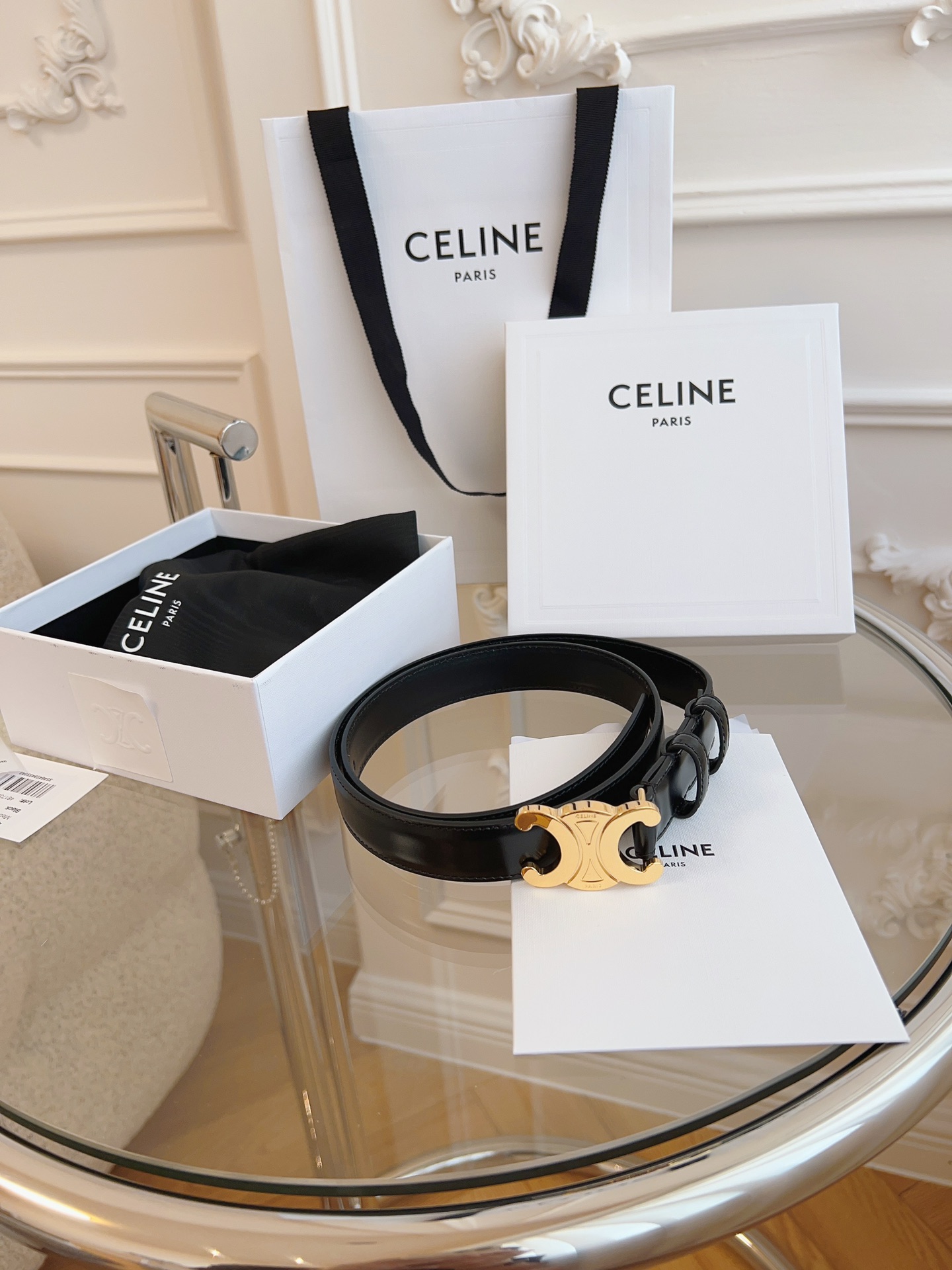 Celine 升级版CELINE凯旋门皮带 真空电镀钢扣