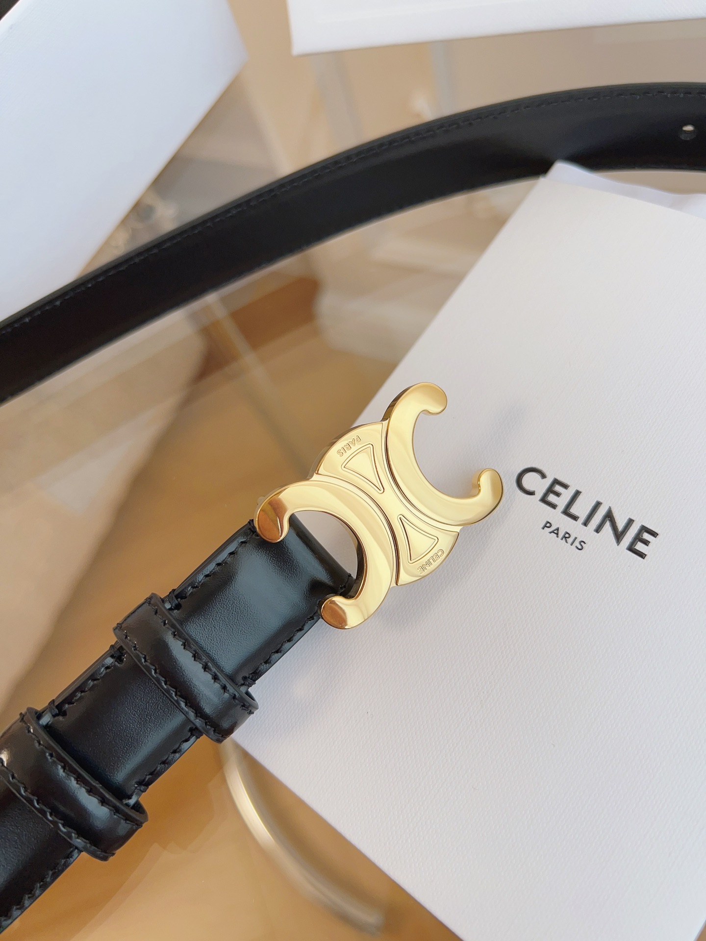 Celine 升级版CELINE凯旋门皮带 真空电镀钢扣