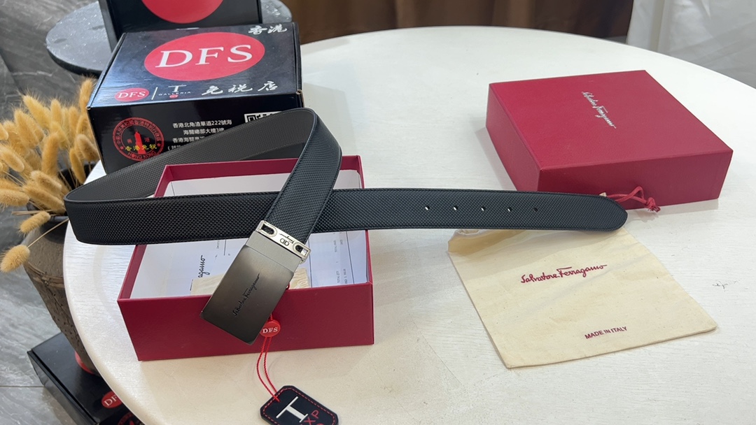 Ferragamo 菲拉格慕 皮带。可以裁剪 ，双色格子纹头层牛皮 两用