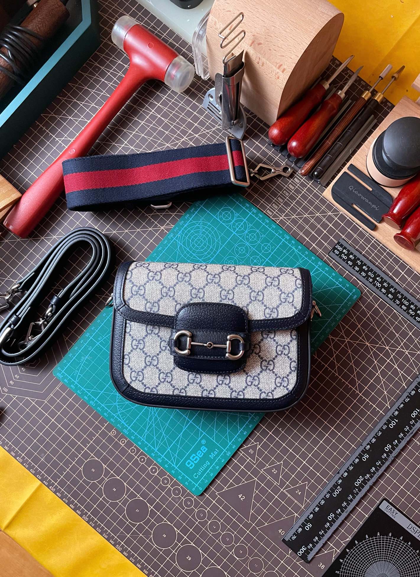 Gucci Horsebit Borse da Sella Nero Blu scuro marino Viola 1955 Mini