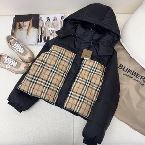 Burberry Clothing Down Jacket Exclusive Cheap White Lattice Duck Down Fall/Winter Collection Vintage