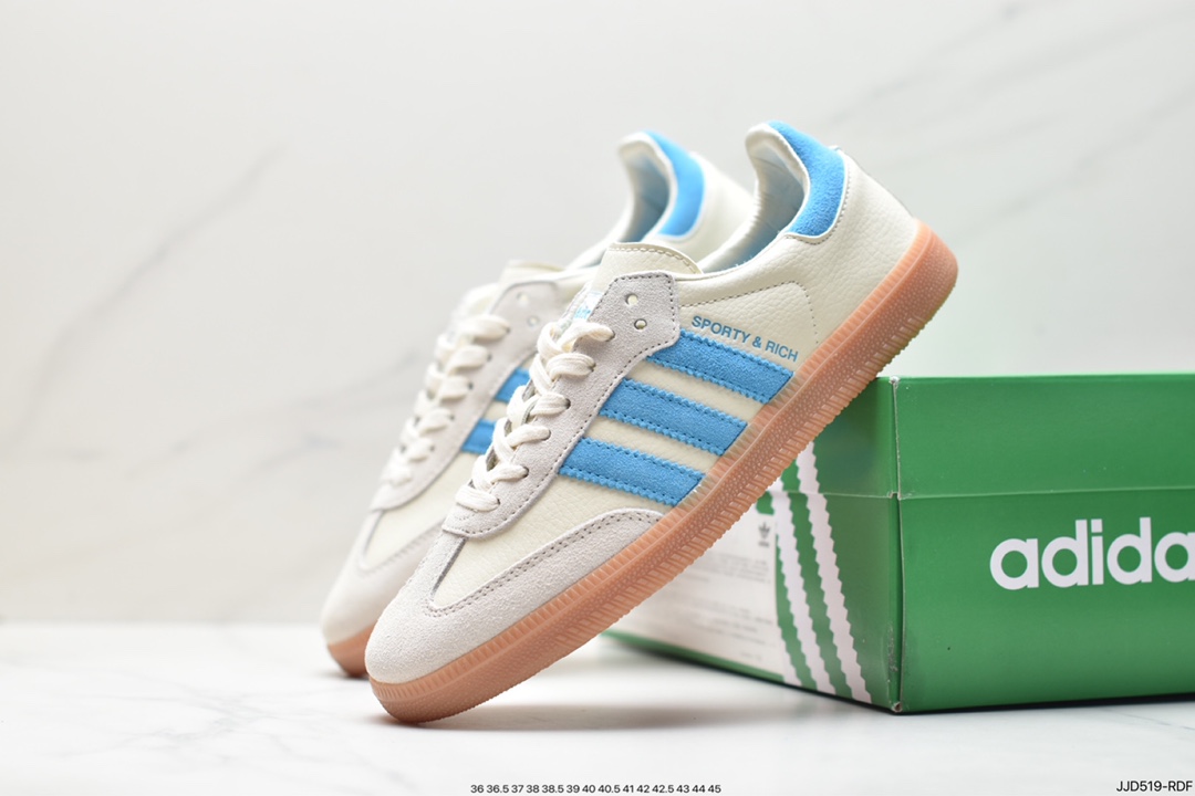 Adidas Originals Samba Vegan OG ”SPD” Samba series sneakers ”Silver Mist Princess Lace Caramel Sole” IE7096