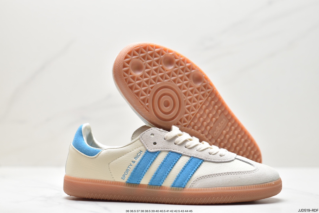 Adidas Originals Samba Vegan OG ”SPD” Samba series sneakers ”Silver Mist Princess Lace Caramel Sole” IE7096