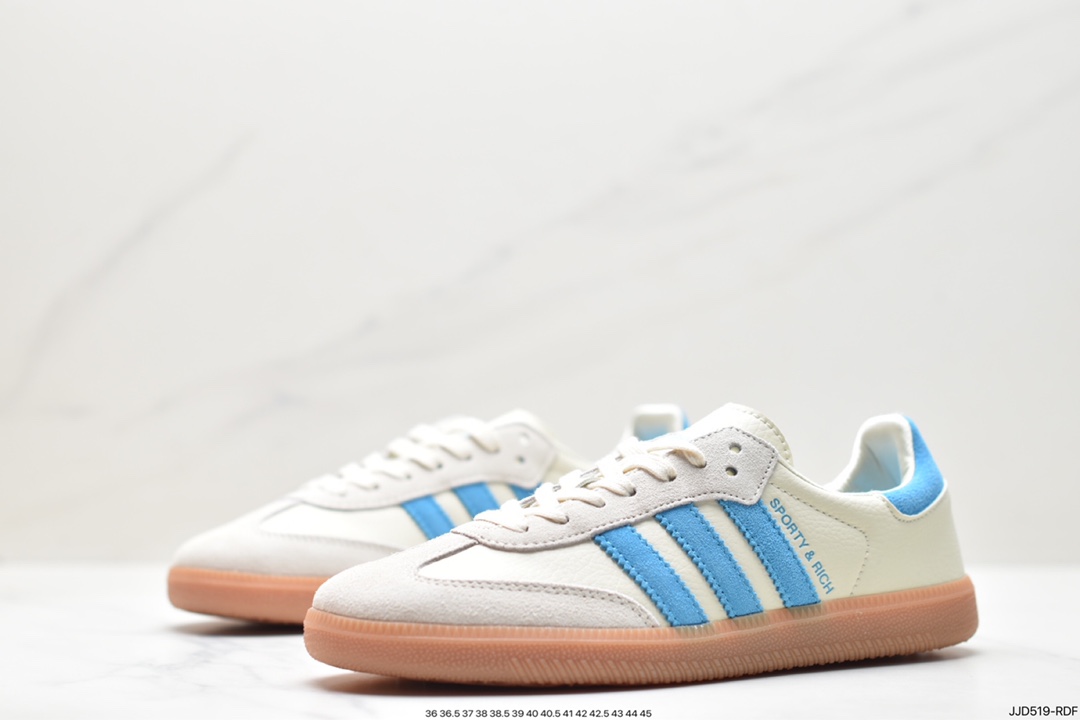 Adidas Originals Samba Vegan OG ”SPD” Samba series sneakers ”Silver Mist Princess Lace Caramel Sole” IE7096