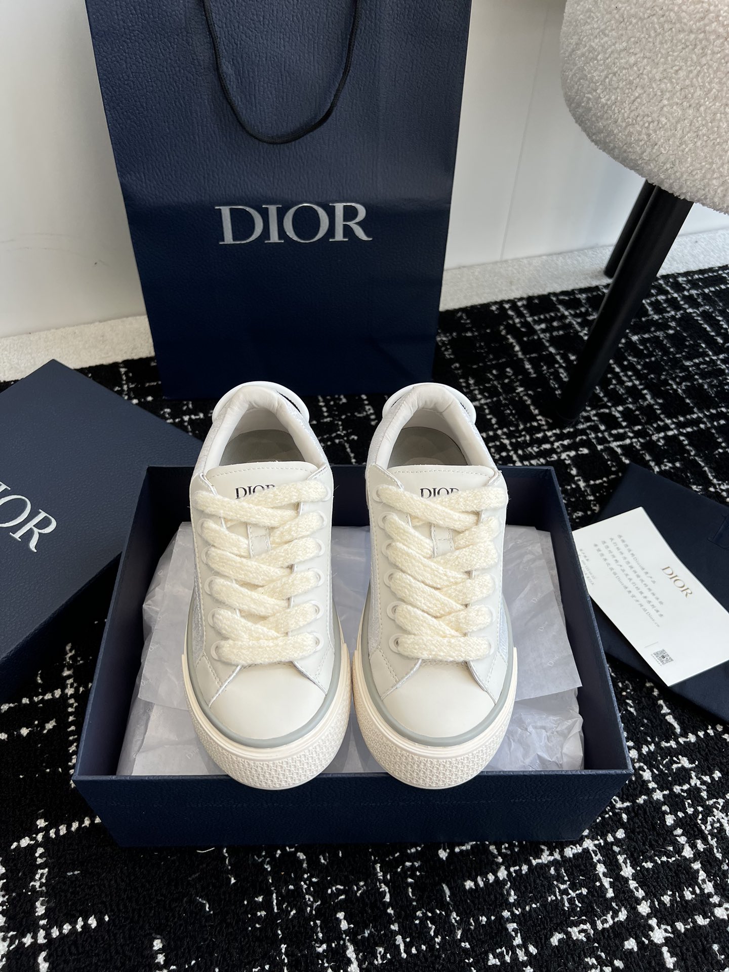 Dior Skateboard Shoes Sneakers Casual Shoes White Printing Horsehair Rubber Weave Oblique Casual