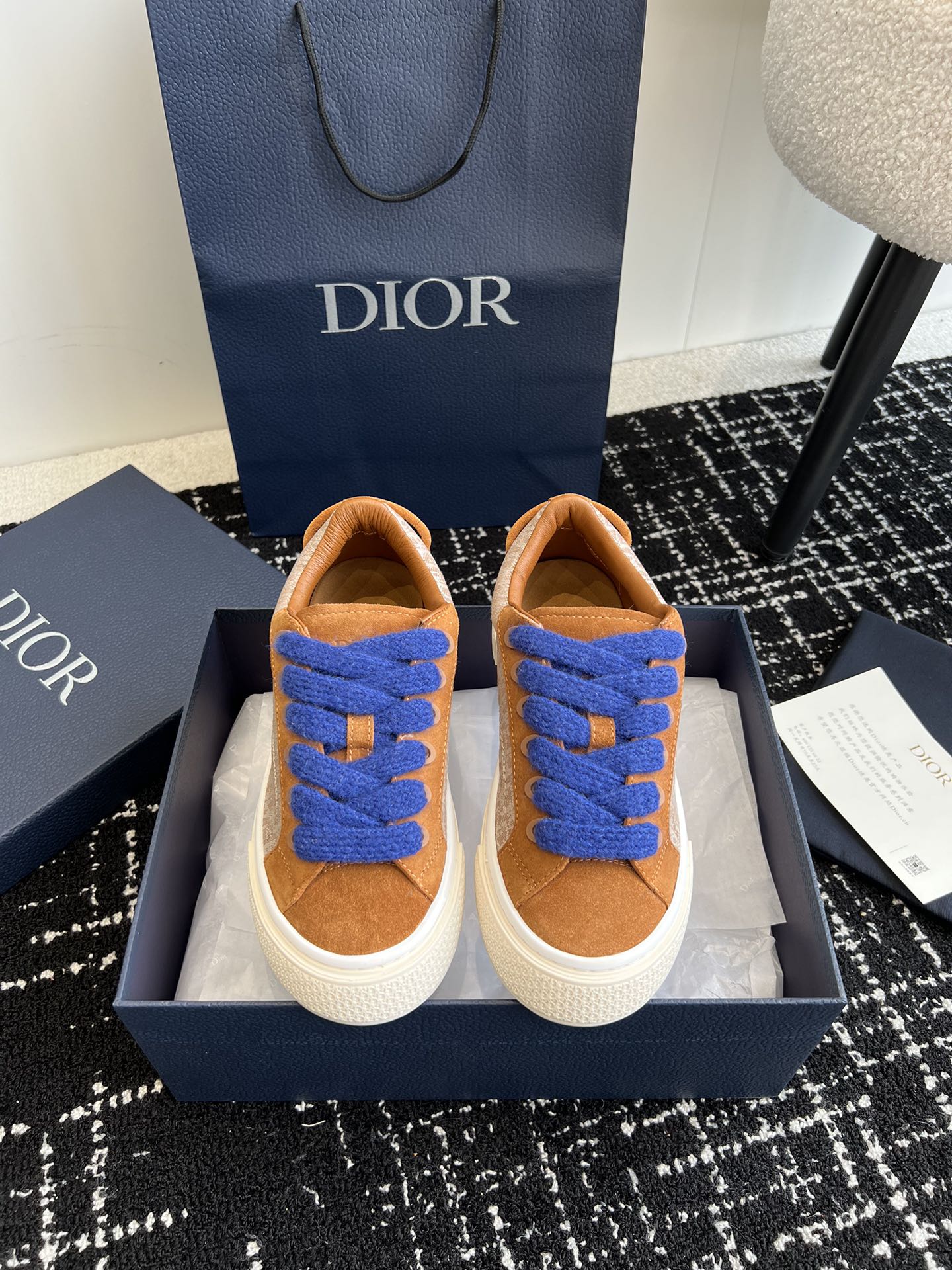 Dior Skateboard Shoes Sneakers Casual Shoes White Printing Horsehair Rubber Weave Oblique Casual
