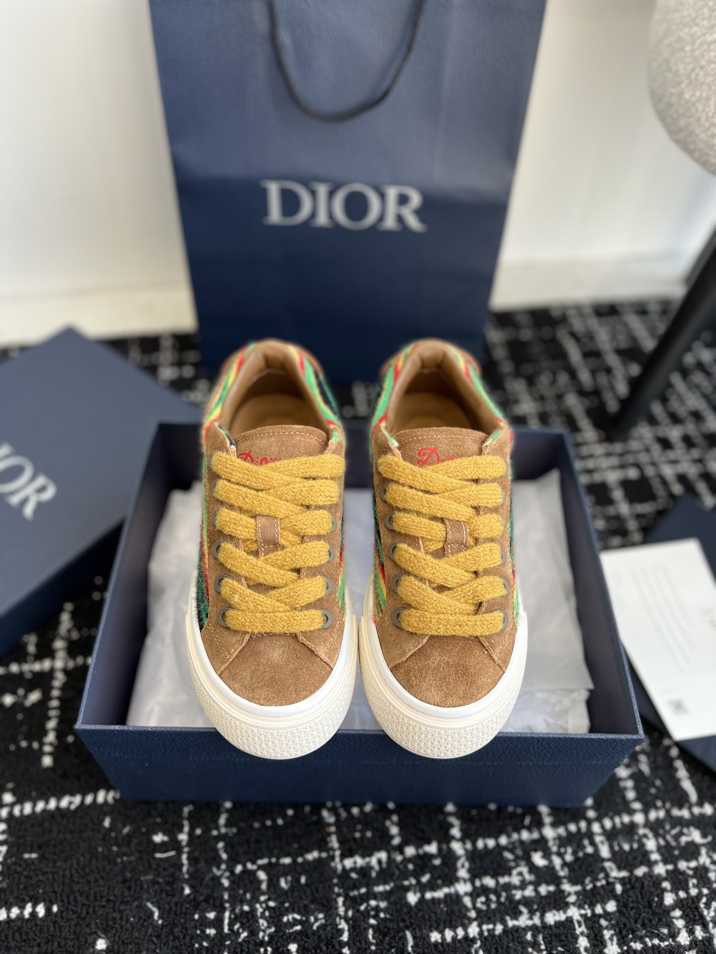 Dior Perfect 
 Skateboard Shoes Sneakers Casual Shoes White Printing Horsehair Rubber Weave Oblique Casual