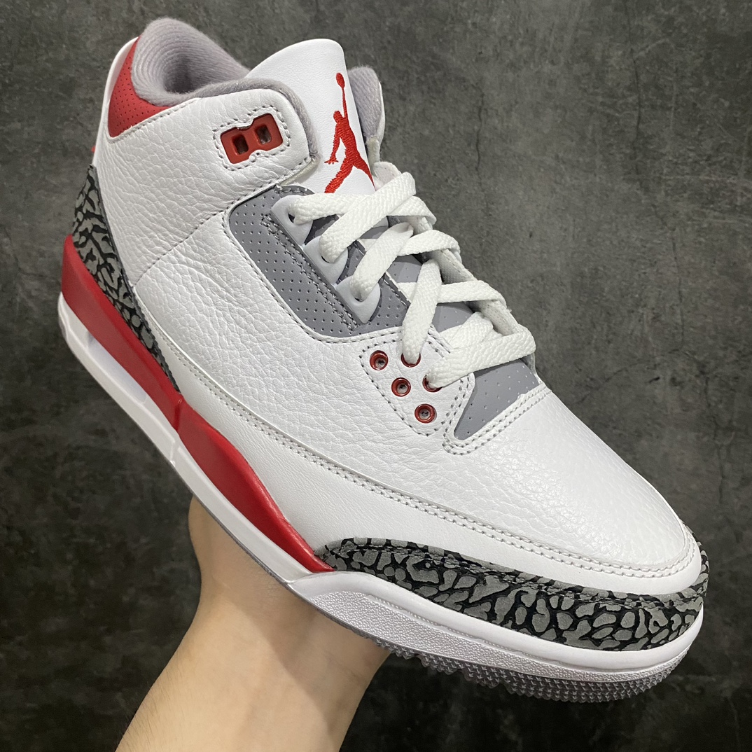 [JS pure original] Air Jordan AJ 3 OG ”Fire Red” white and red ”first year reprint” aj3 new flame red DN3707-160