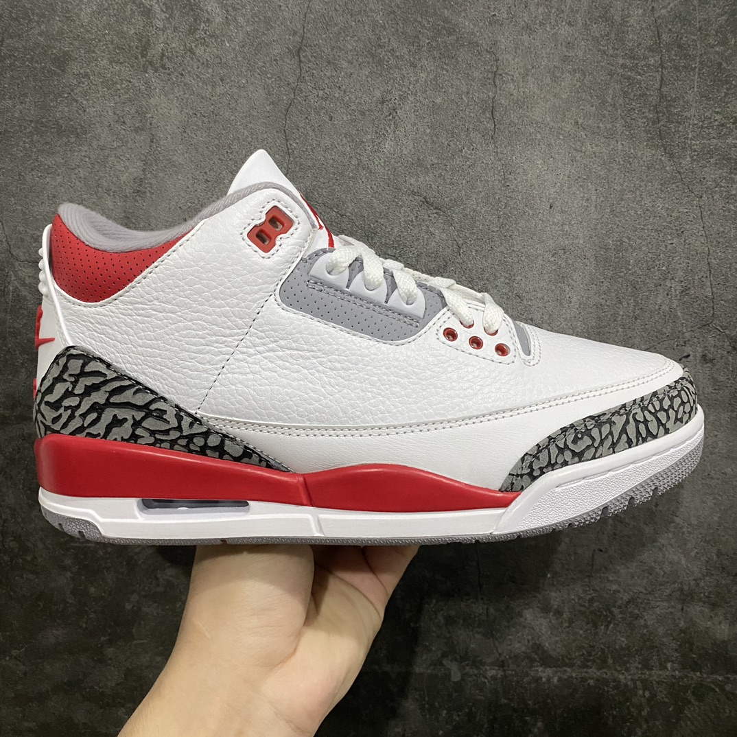 [JS pure original] Air Jordan AJ 3 OG ”Fire Red” white and red ”first year reprint” aj3 new flame red DN3707-160