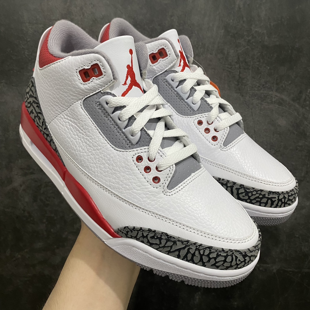 【JS纯原版】Air Jordan AJ 3 OG ”Fire Red”白红“元年复刻”aj3新火焰红 DN3707-160n顶级版本 原厂皮料 细节完美高端外贸客户首选版本 尺码：40.5-47.5-莆田鞋批发中心