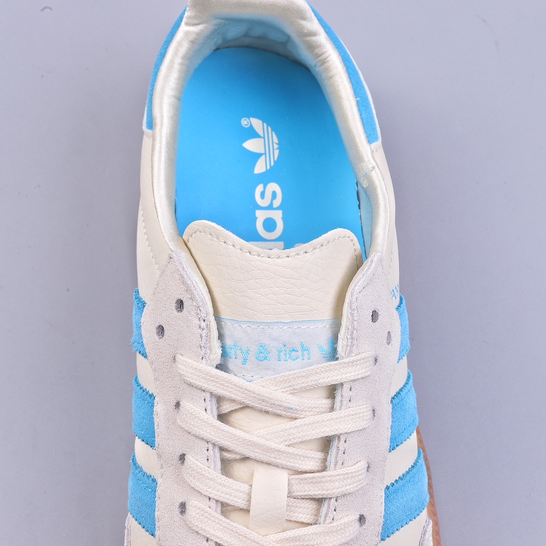 AD Originals Samba x SPORTY & RICH White Sapphire Blue Joint Samba Training Shoes IE7096