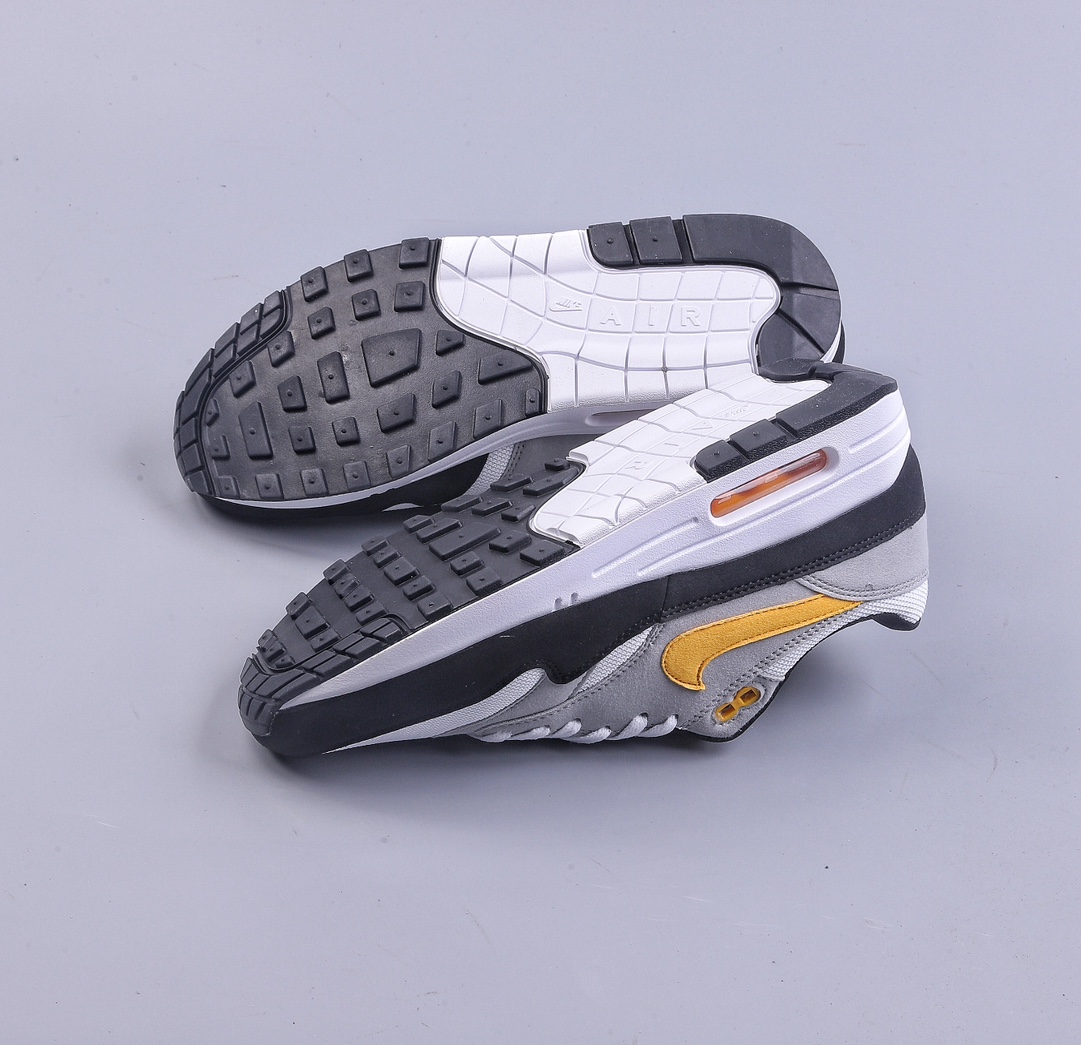 Nike Air Max 1 white, black and yellow retro casual running shoes FD9082-104