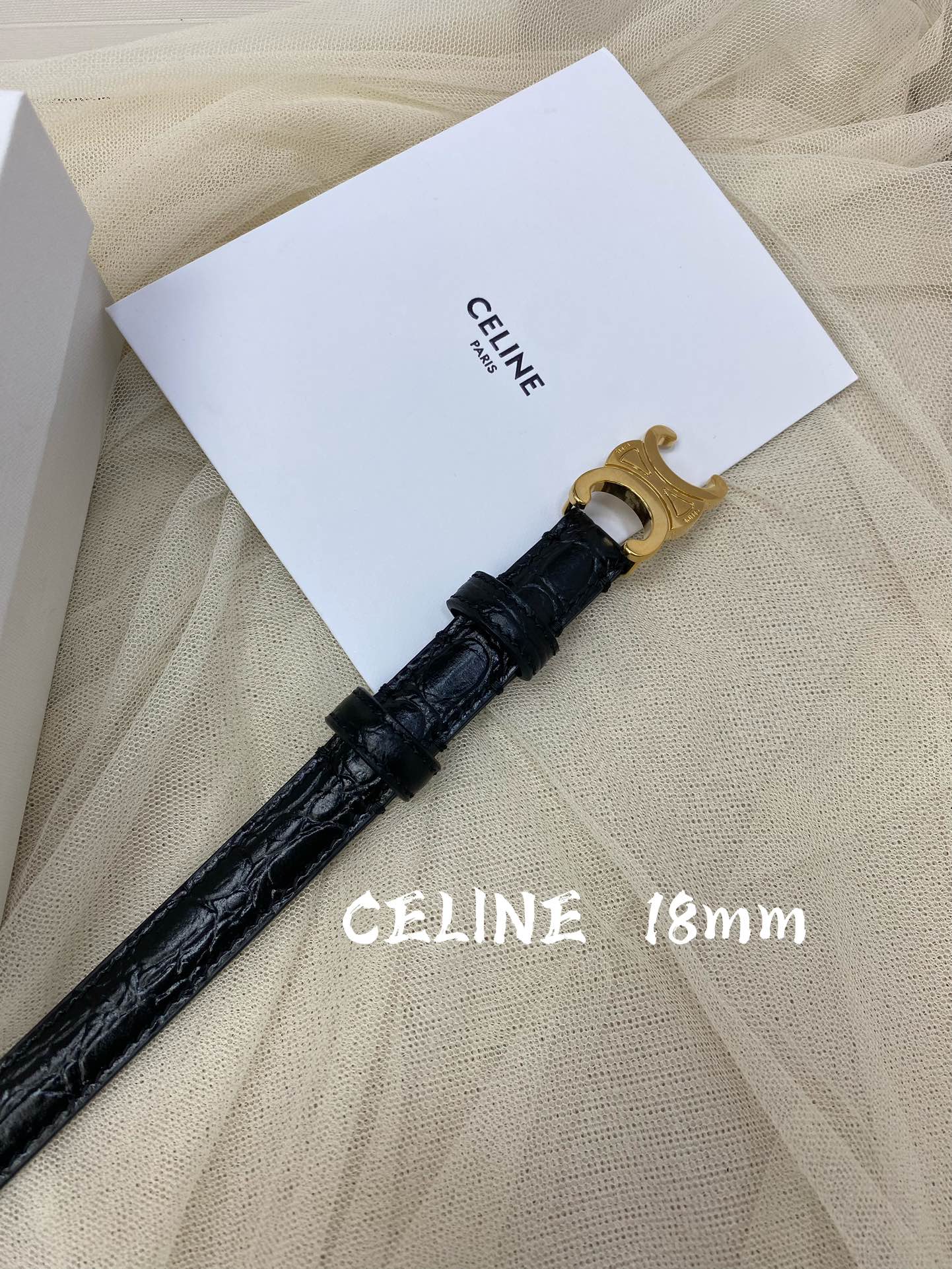 赛琳céline2022春夏新款正品复刻细节完美凯旋门腰带1.8cm精品铜扣织带拼接牛皮腰带.