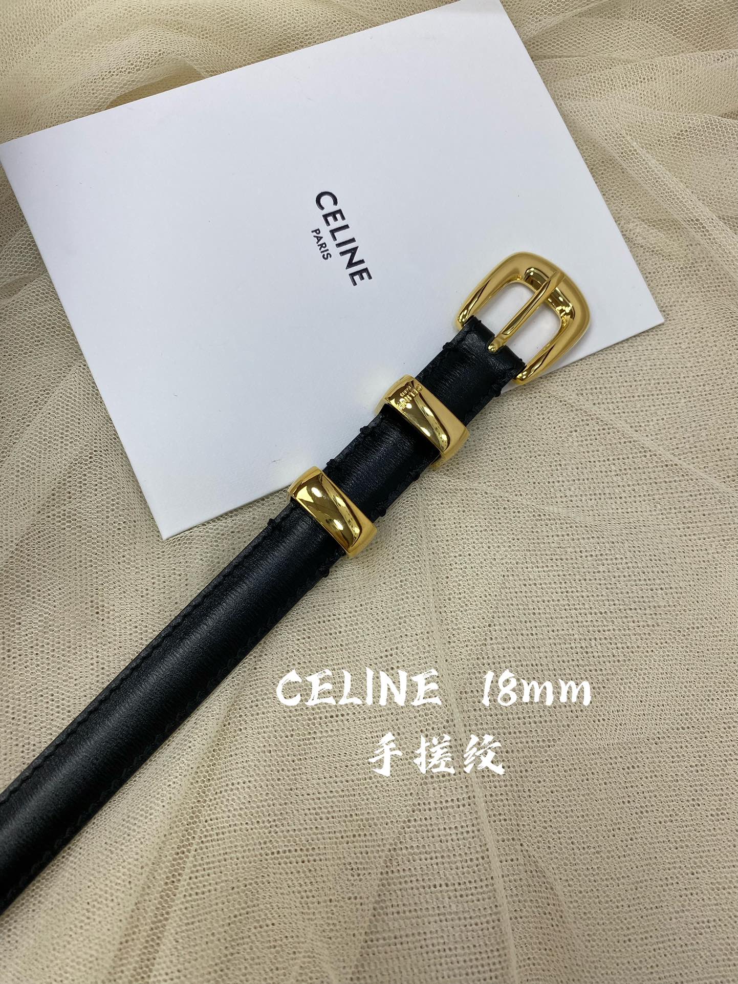 赛琳céline2022春夏新款正品复刻细节完美凯旋门腰带1.8cm精品铜扣织带拼接牛皮腰带.