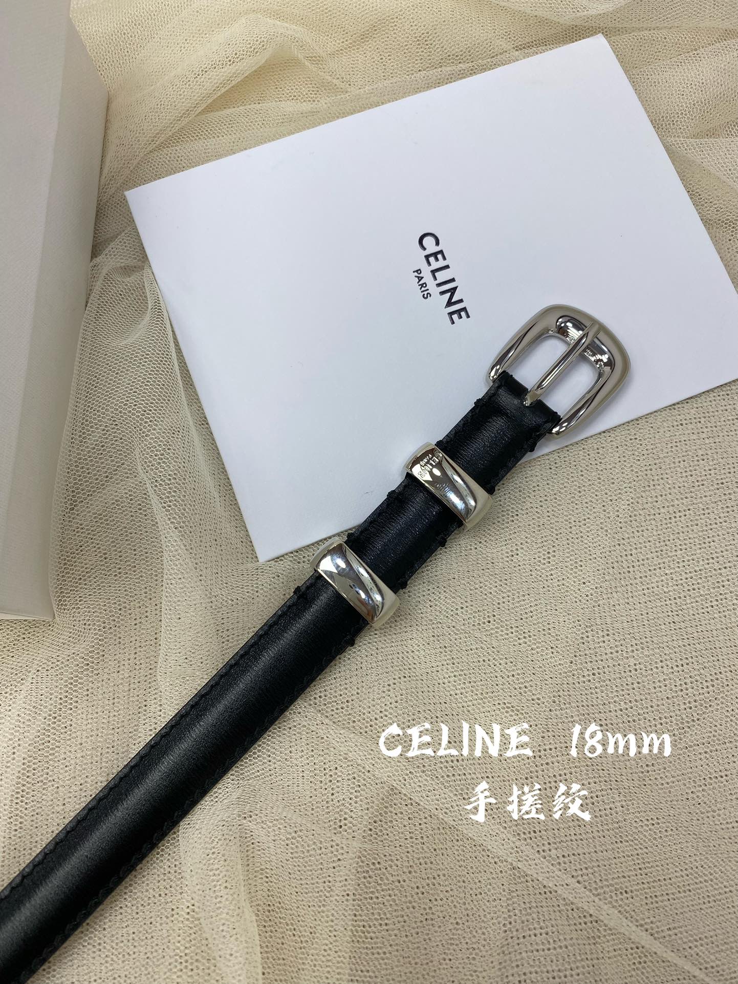 赛琳céline2022春夏新款正品复刻细节完美凯旋门腰带1.8cm精品铜扣织带拼接牛皮腰带.