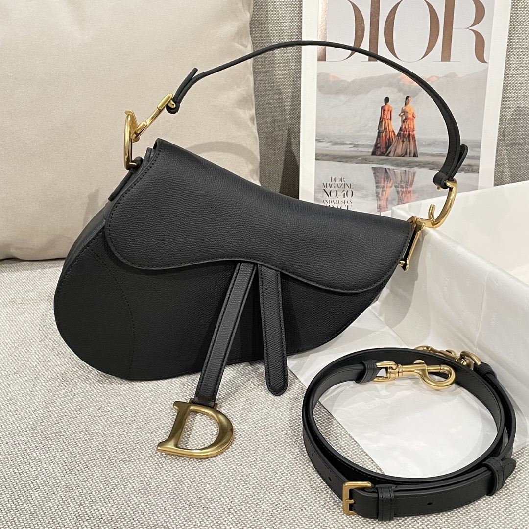 디올 Saddle 25.5cm 블랙 소가죽 새들백 레플리카